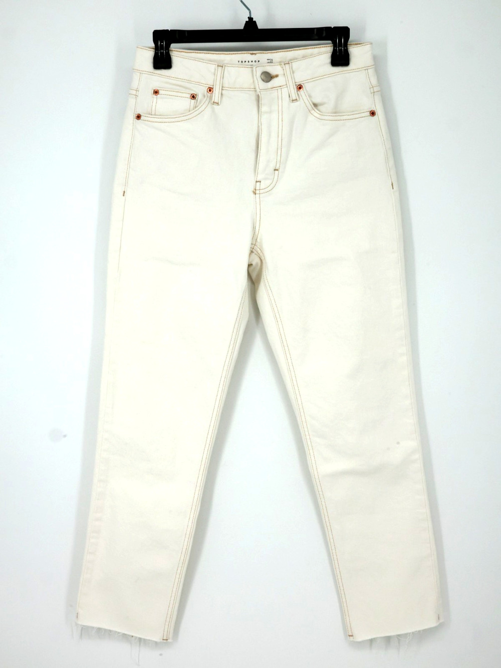 Topshop Jeans Womens 6 Ivory Stretch Denim Straight Leg 28 Waist 28 Inseam